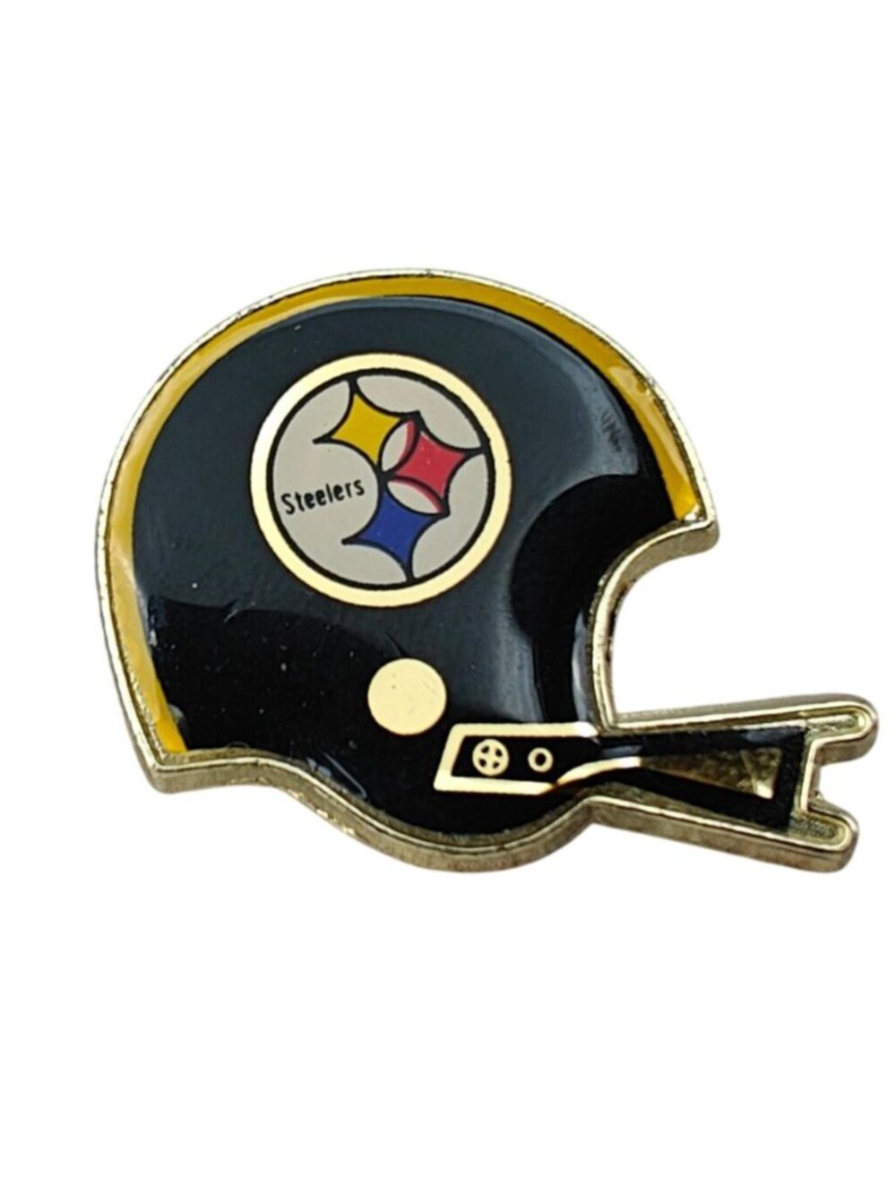 Vintage Pittsburgh Steelers Helmet Shaped Enamel Lapel Pin Football Gold Tone